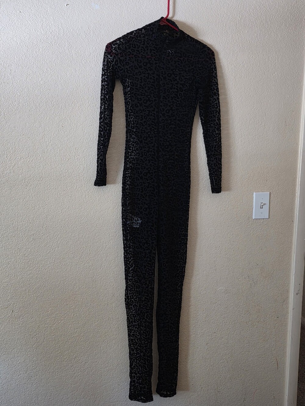 Noir Handmade Black Velvet Jumpsuit See Through- Long Sleeve Size S